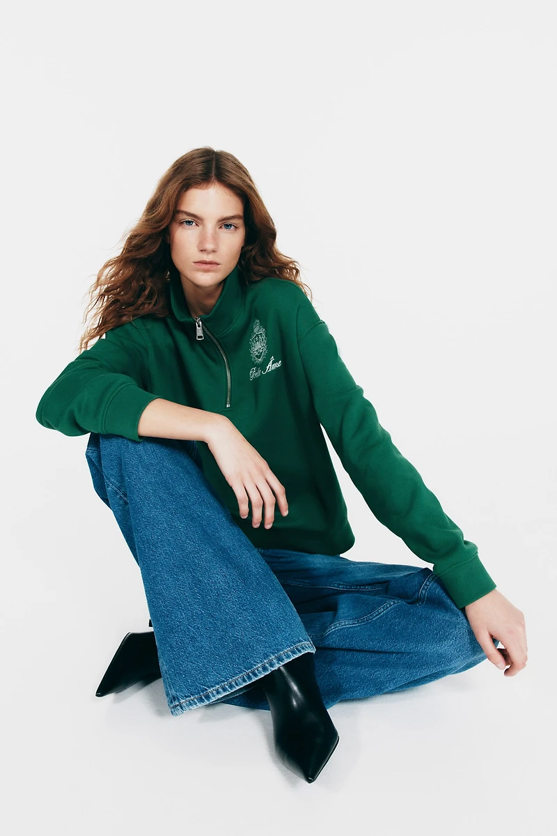 Half-Zip Sweatshirt with Motif