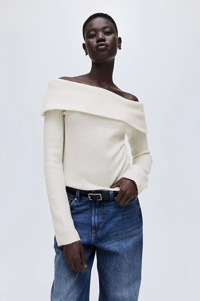 Rib-Knit Off-the-Shoulder Top