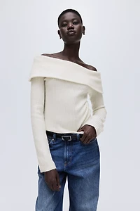 Rib-Knit Off-the-Shoulder Top
