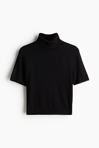 Fine-Knit Turtleneck Top
