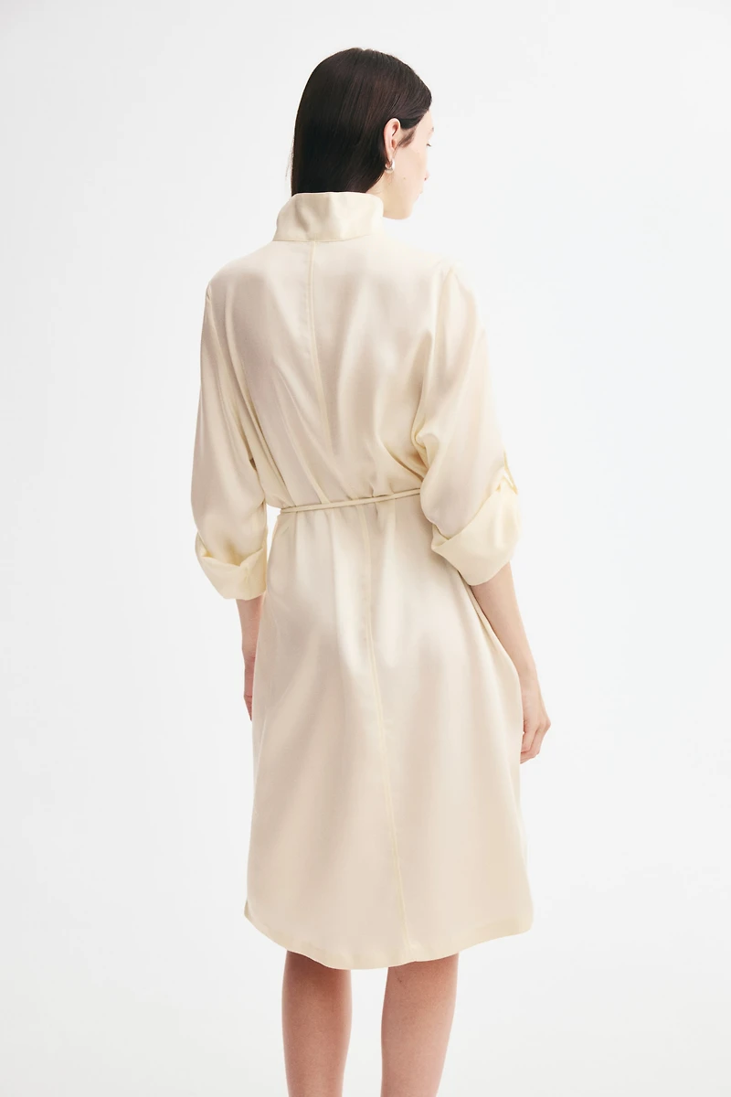 Funnel-Collar Shirt Dress