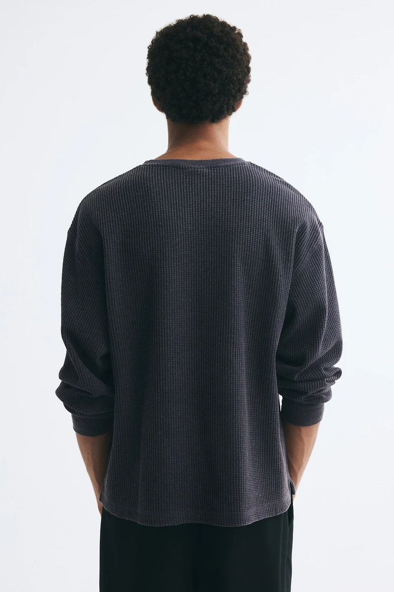 Regular-Fit Waffled Henley Shirt
