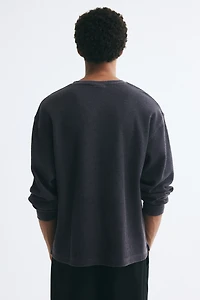 Regular-Fit Waffled Henley Shirt
