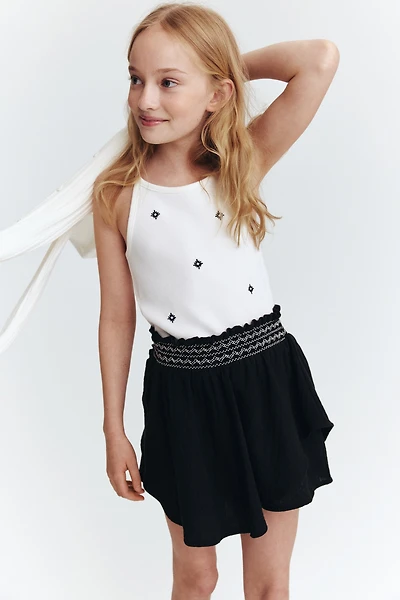 Smock-Detail Muslin Skort