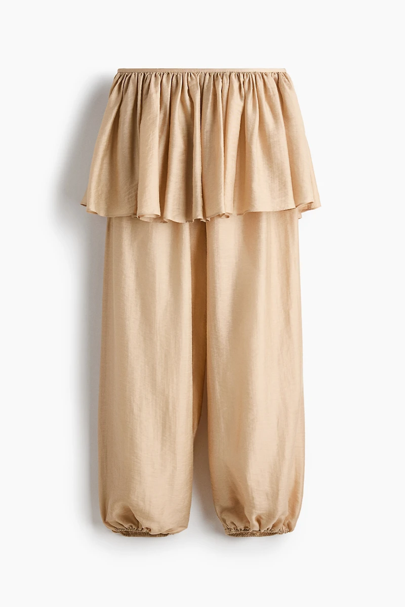 Balloon-Leg Pants with Layered Skirt