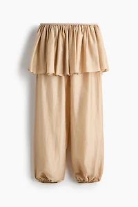 Balloon-Leg Pants with Layered Skirt