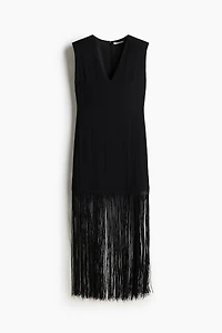 Fringed Dress with Shoulder Pads