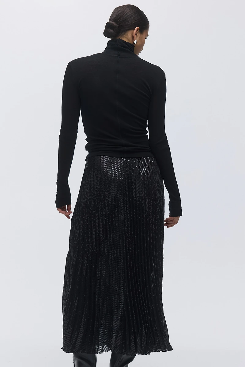 Sequined Plissé Skirt