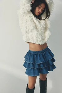 Tiered Denim Skirt