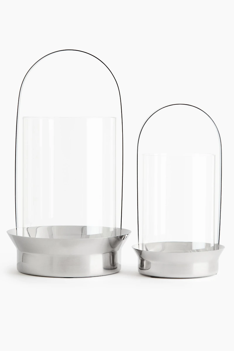 Small Glass Hurricane Candle Holder
