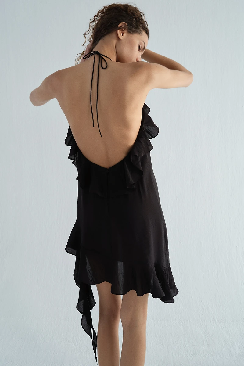 Flounced Halterneck Dress
