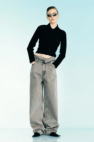 Rib-Knit Top with Zipper