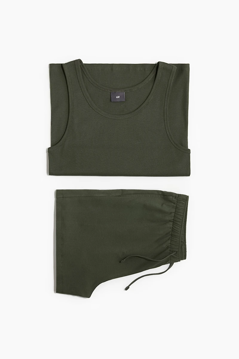 Cotton Pajama Tank Top and Shorts