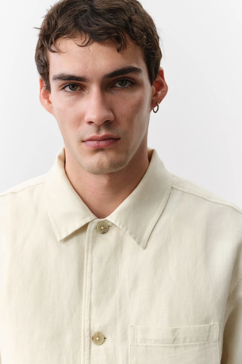 Regular-Fit Linen-Blend Overshirt