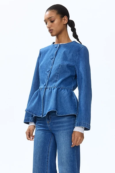 Collarless Peplum Jacket