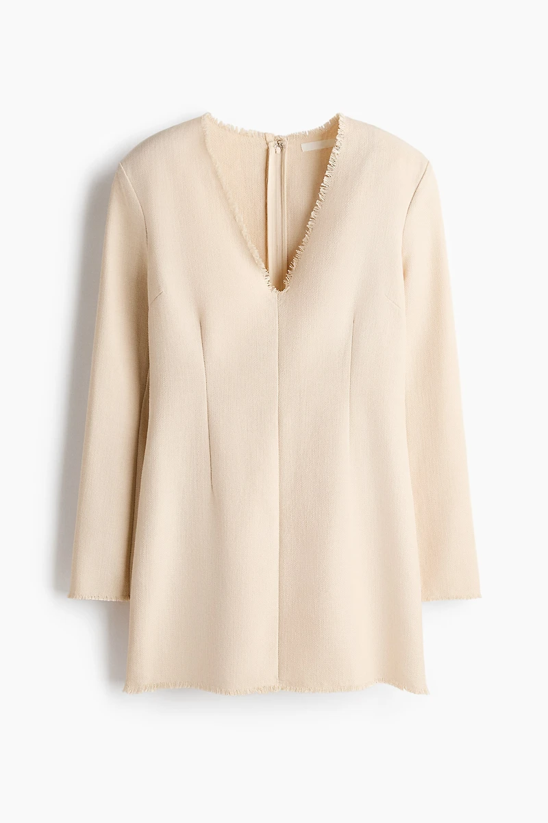 Frayed-Edge Twill Dress