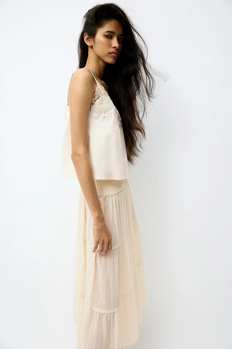 Smocked Chiffon Skirt