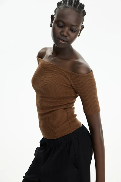 Rib-Knit Off-the-Shoulder Top