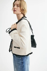 Bouclé-Knit Jacket with Fringe