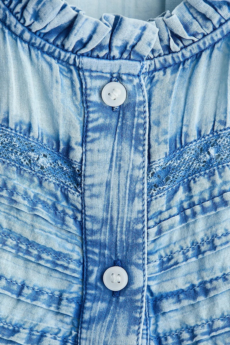 Denim-Look Cotton Blouse