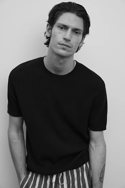 Regular Fit Rib-Knit T-shirt
