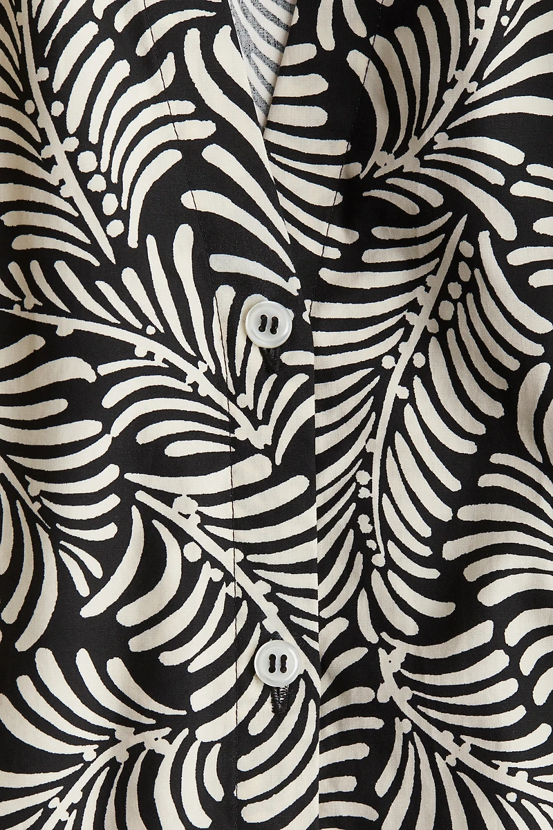 Balloon-sleeved poplin blouse