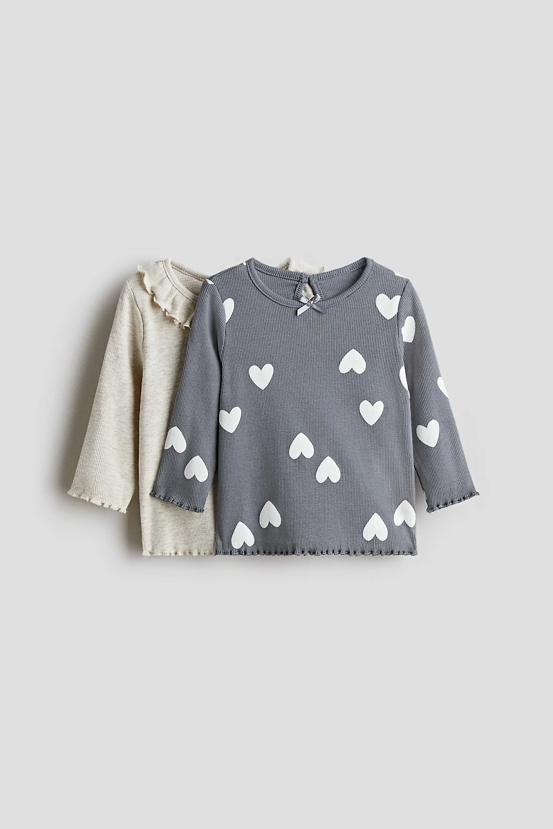 Lot de 2 hauts en jersey côtelé