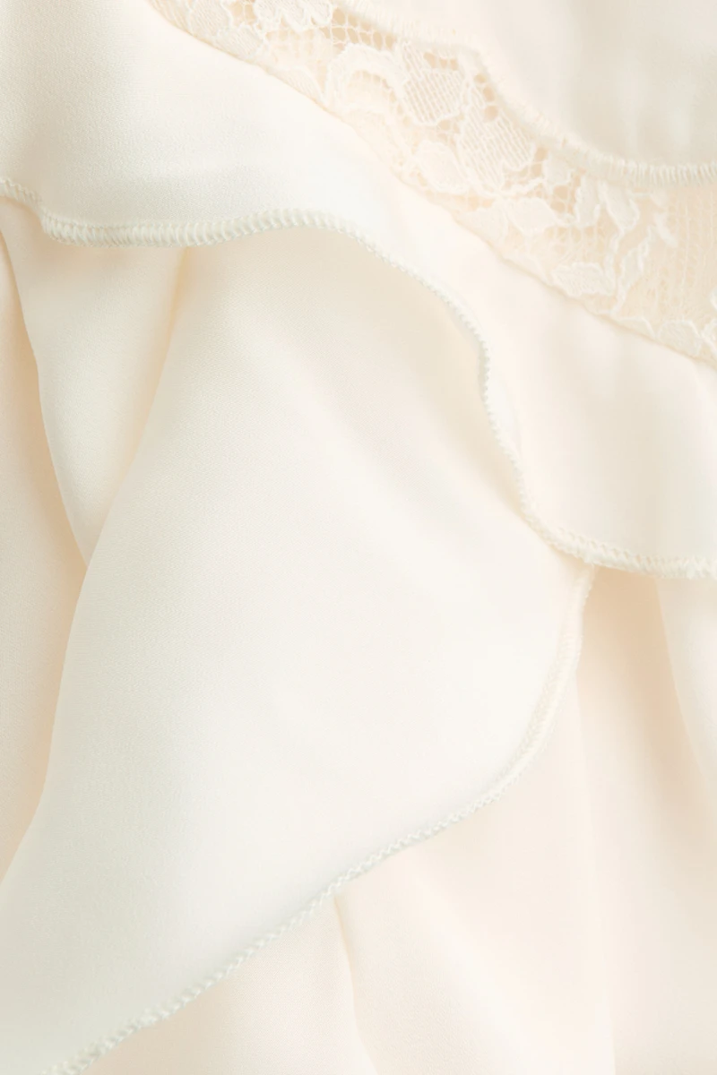 Flounced Lace-Trimmed Dress
