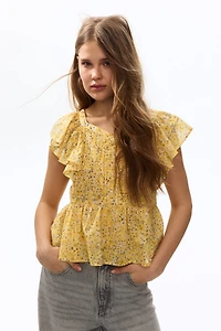 Haut volanté en coton