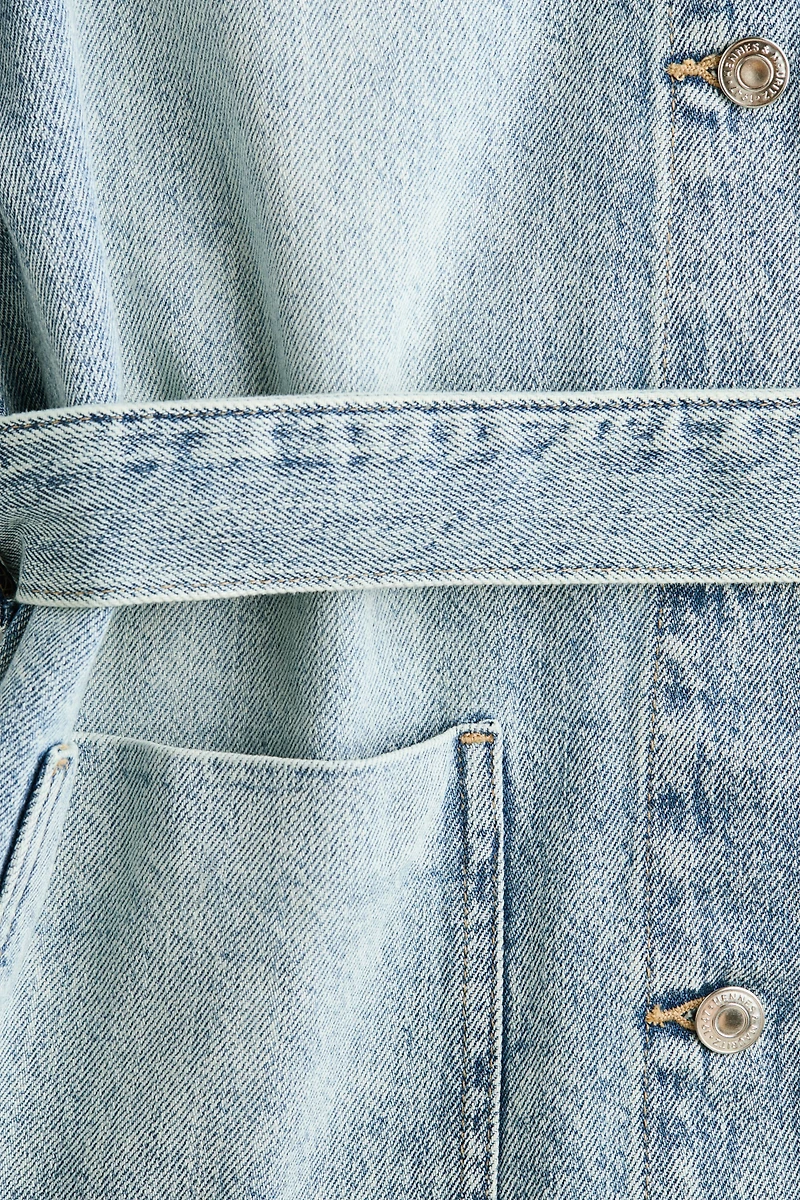 Tie-Belt Denim Jacket