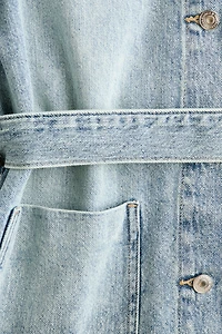 Tie-Belt Denim Jacket