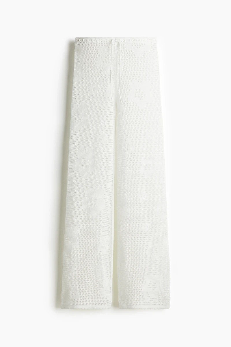 Pointelle-Knit Drawstring Pants
