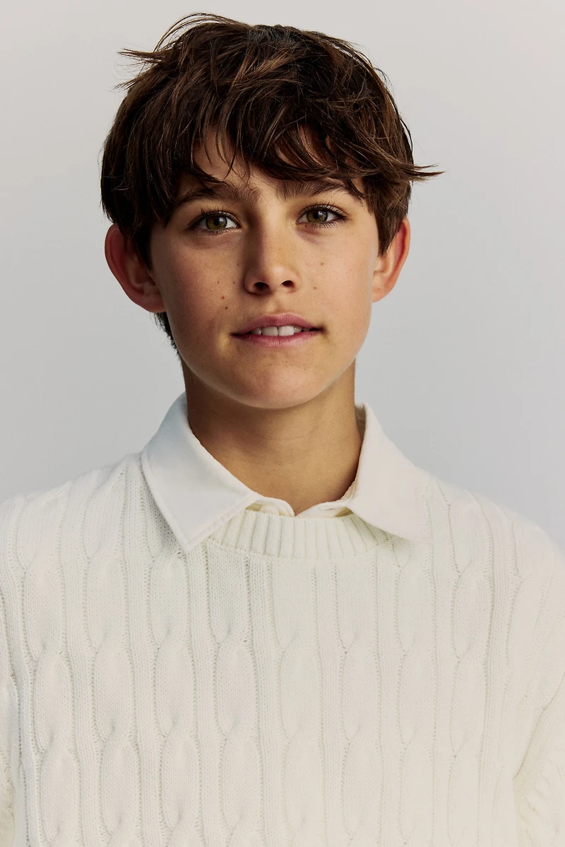 Cable-Knit Cotton Sweater