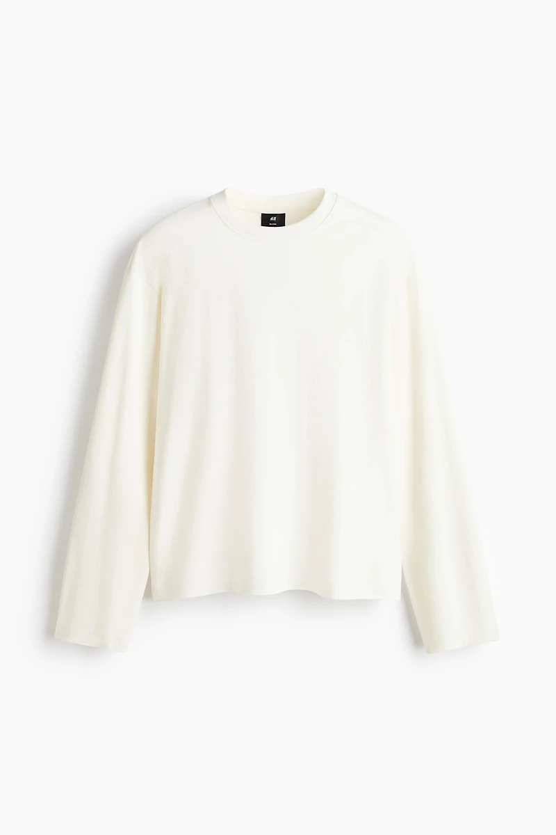 Relaxed-Fit Long-Sleeved Interlock Cotton T-Shirt