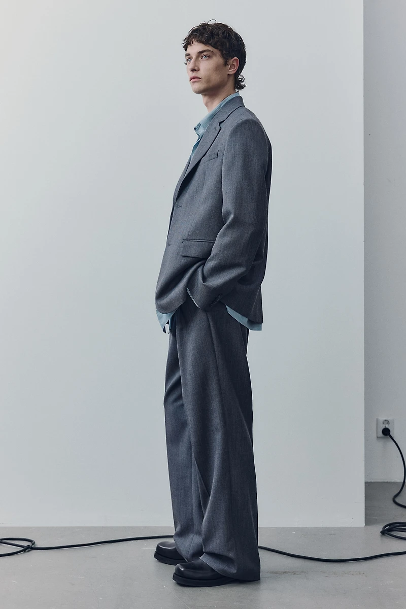 Veste à fermeture droite en laine mélangée