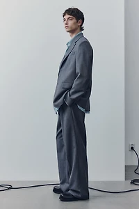 Veste à fermeture droite en laine mélangée