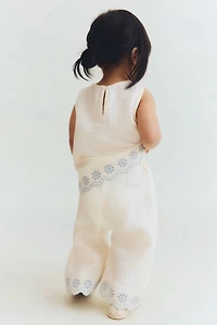 2-Piece Embroidered-Detail Cotton Set