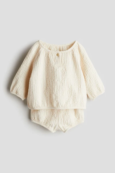 Ensemble 2 pièces en mousseline de coton froissée