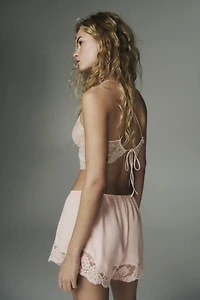 Lace-Trimmed Pajama Shorts