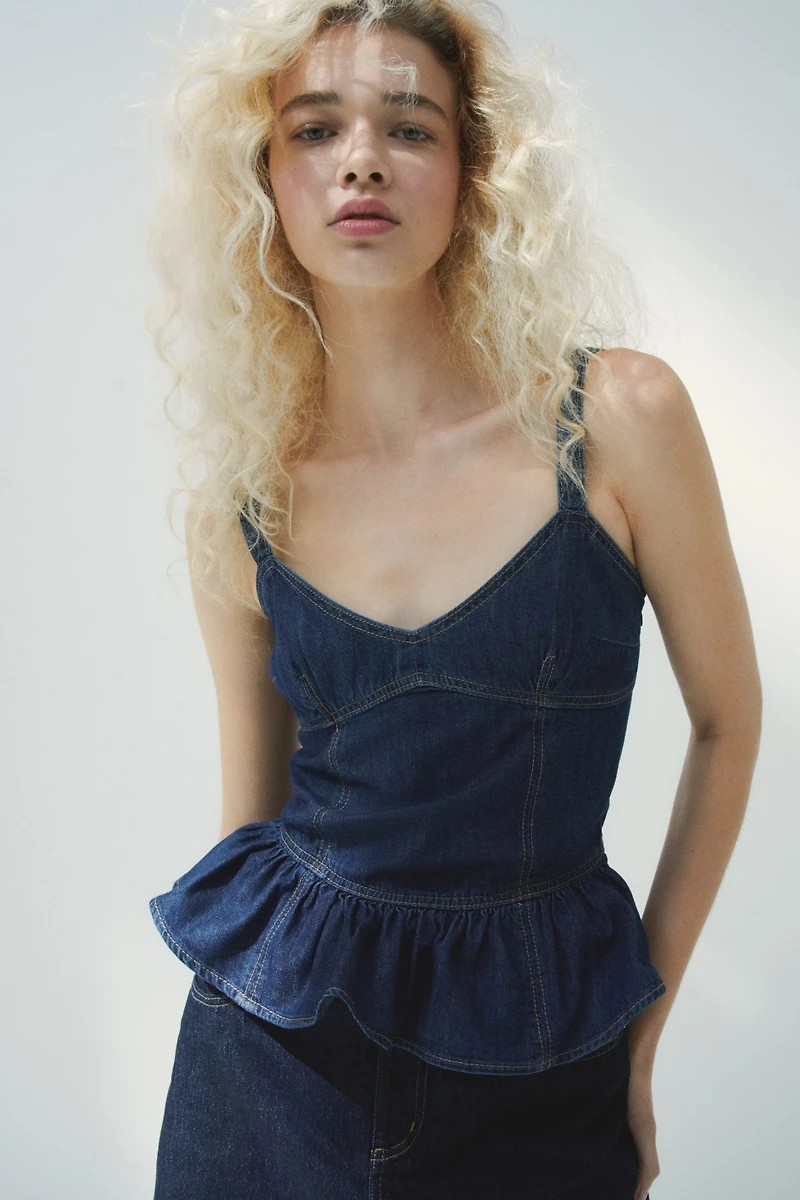 Denim Peplum Top