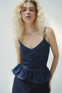 Denim Peplum Top