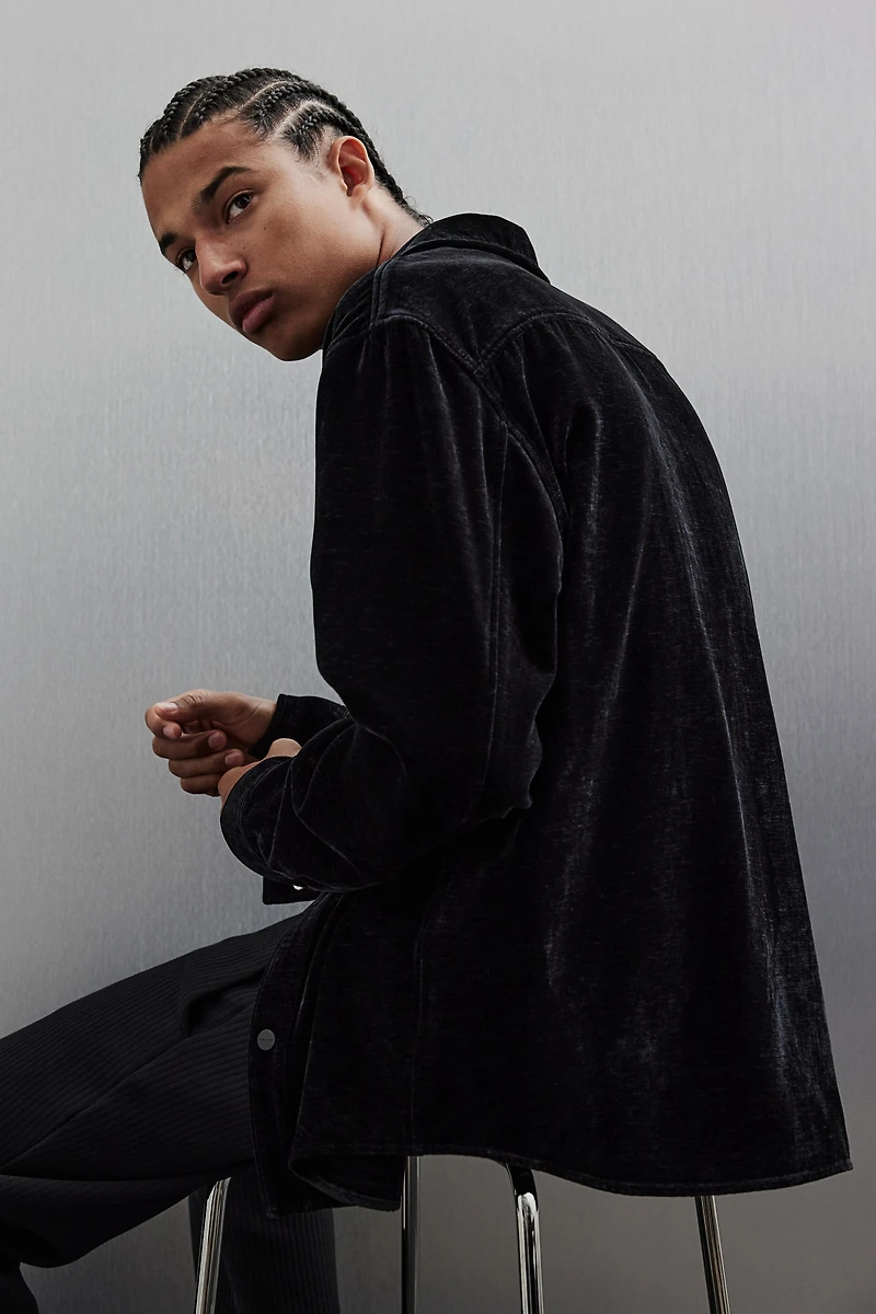Regular Fit Velvet Overshirt