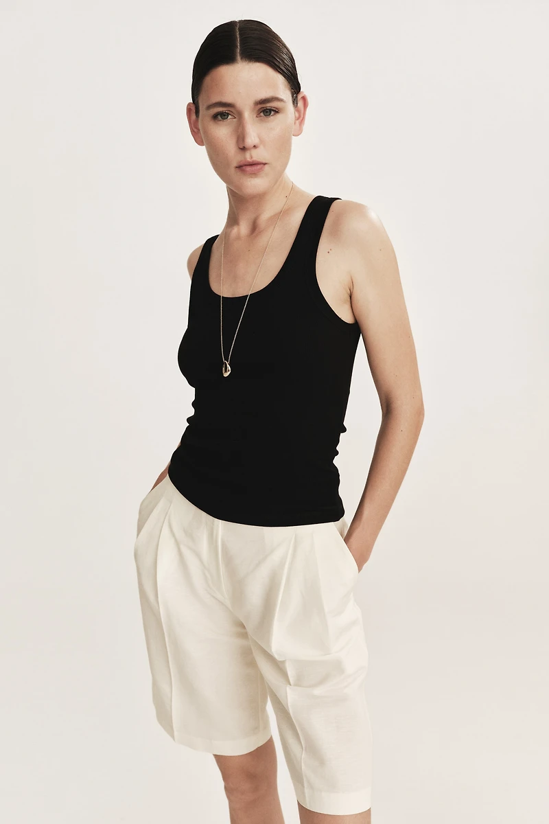 Linen-Blend Bermuda Shorts