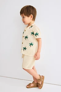 2-Piece Hole-Knit Cotton Set