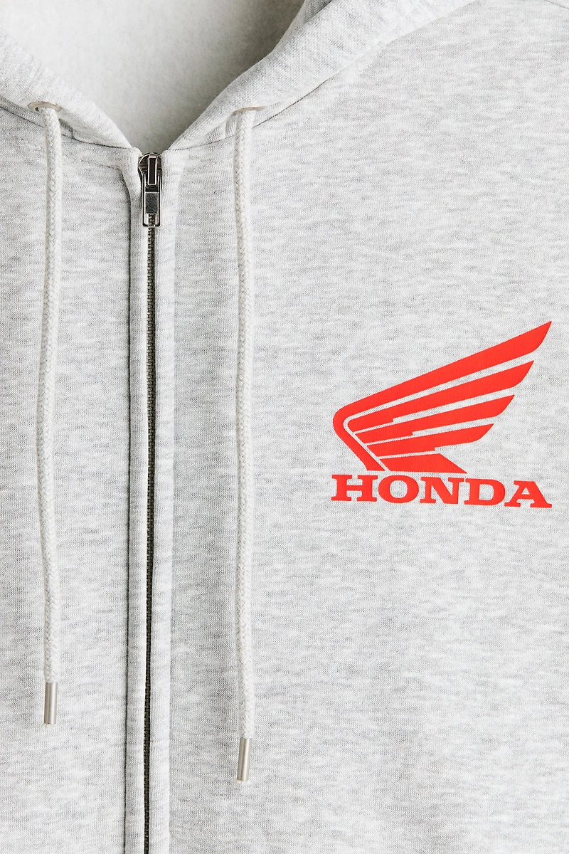 Loose-Fit Printed Hooded Jacket