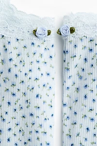 Pyjama côtelé avec dentelle