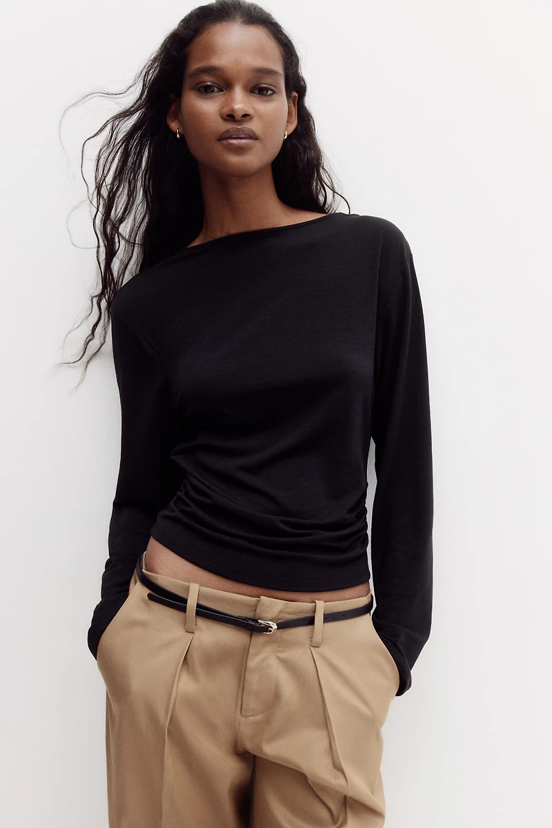 Cowl-Back Jersey Top