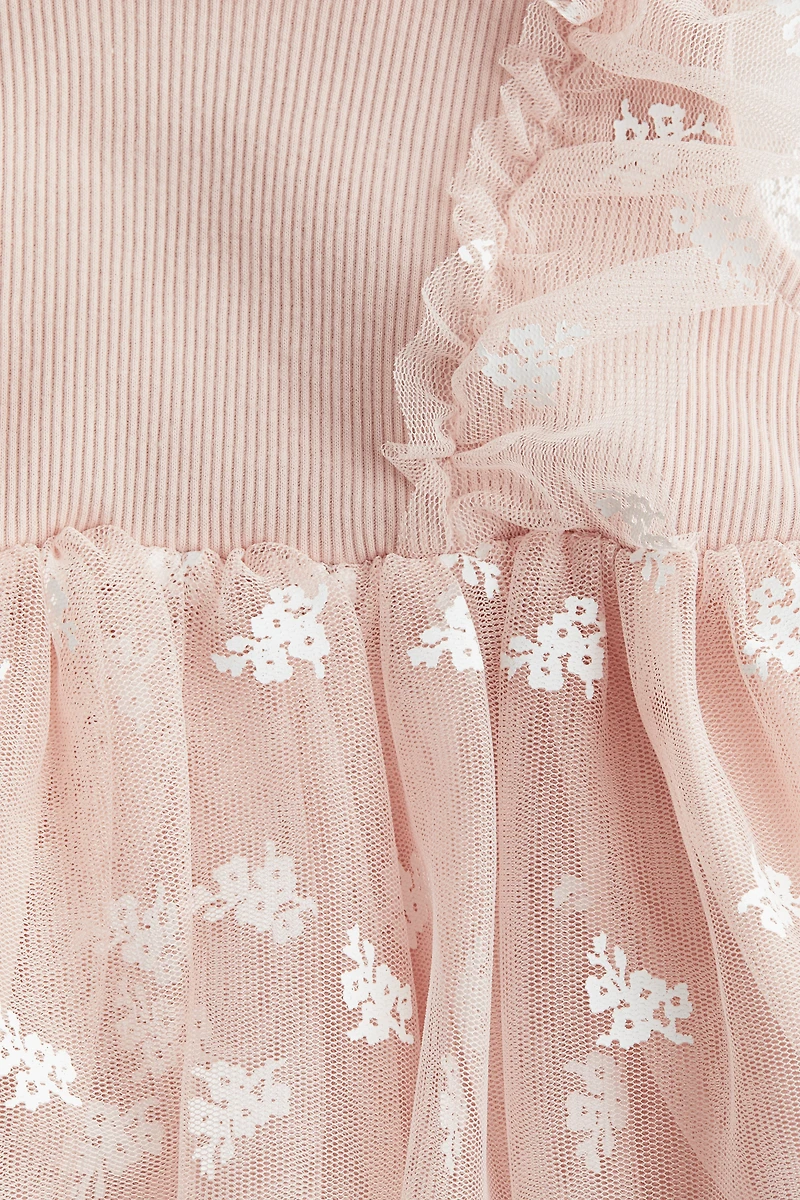 Printed Tulle-Skirt Dress