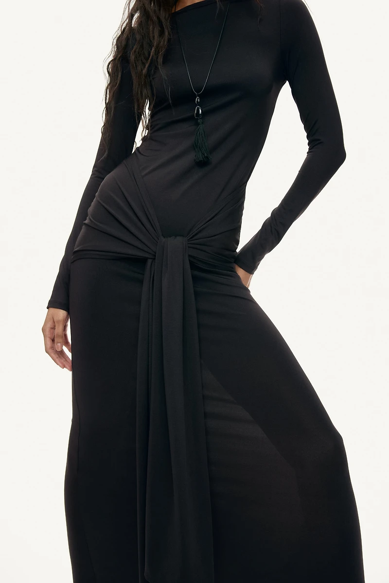 Tie-Detail Jersey Dress