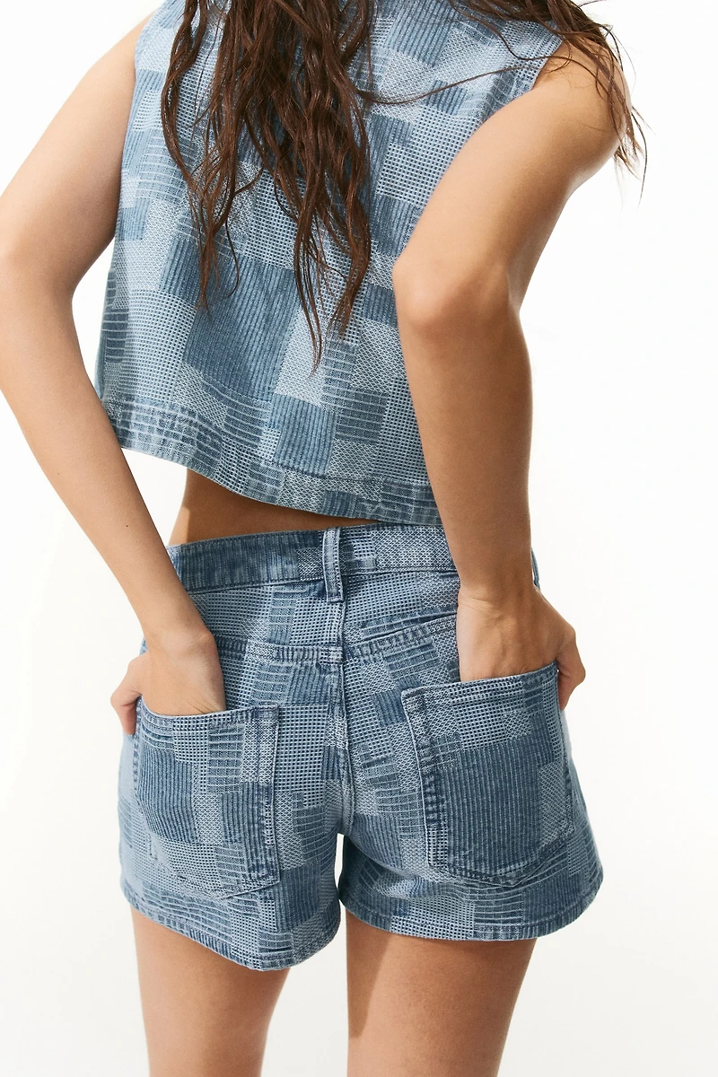Short en denim façon mosaïque